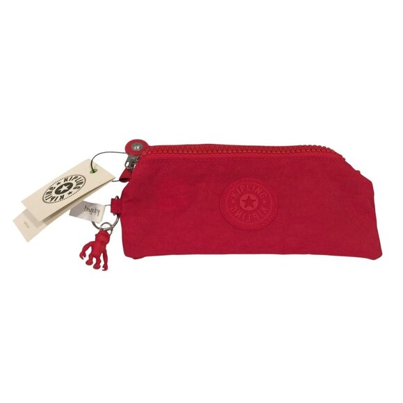KIPLING Freedom Zip Top 8" Bag Red Rouge with Attached Keyring - Picture 1 of 6